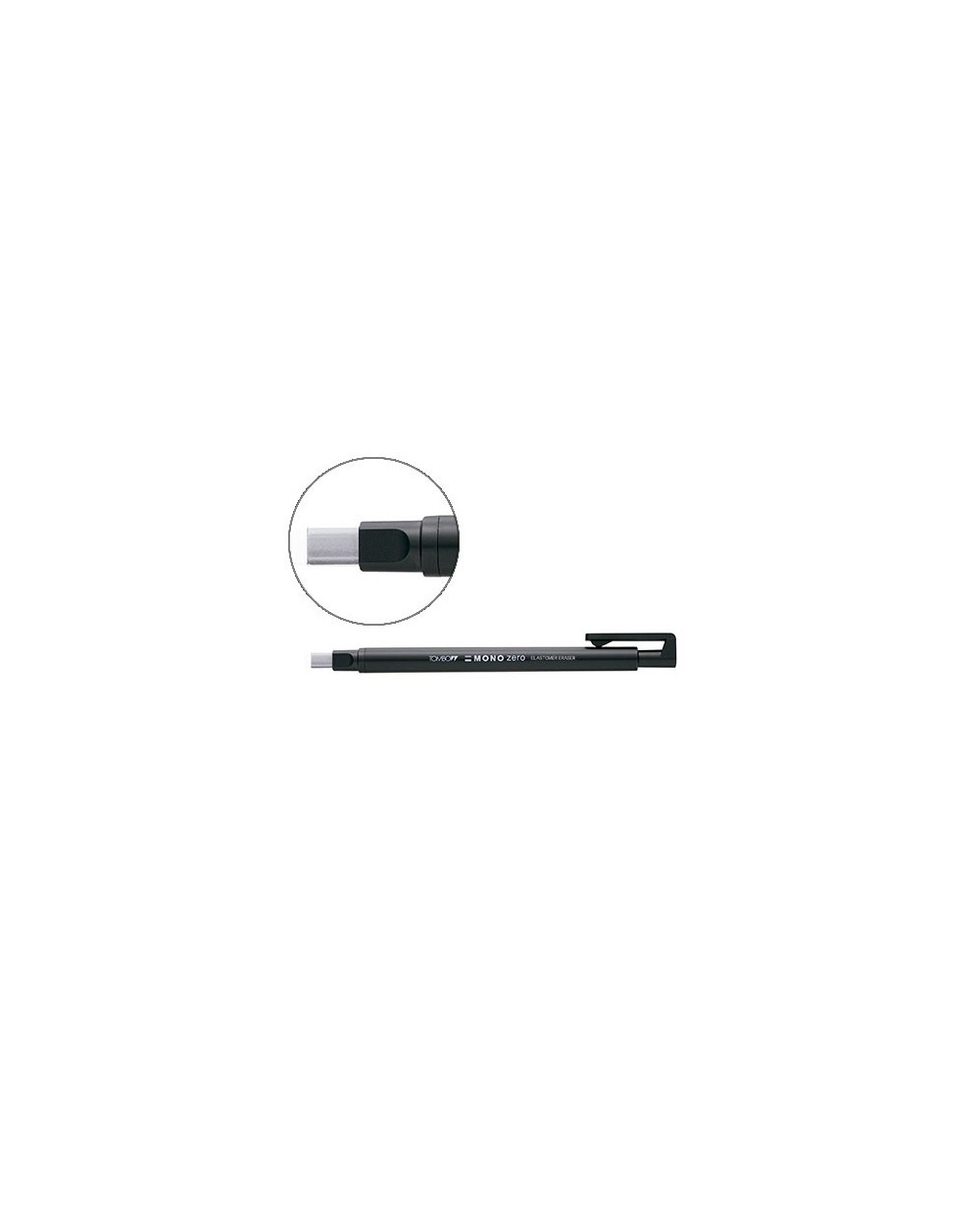Portagomas tombow con clip punta goma blanca rectangular 25 x 5 mm color negro