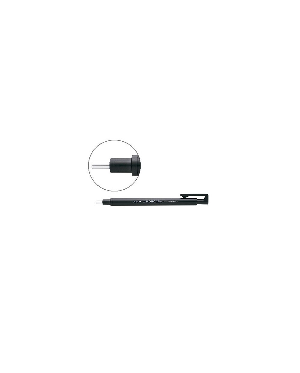 Portagomas tombow con clip punta goma negra redonda 23 mm diametro color negro