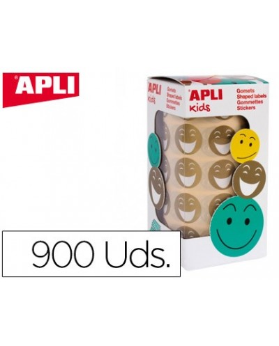 Gomets apli autoadhesivo smile oro cara feliz rollo de 900 unidades