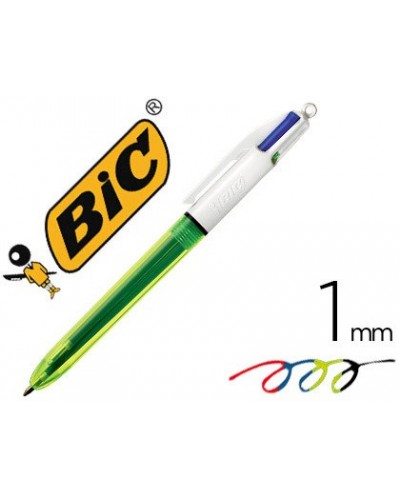 Boligrafo bic cuatro colores azul negro rojo amarillo fluor punta media 1 mm
