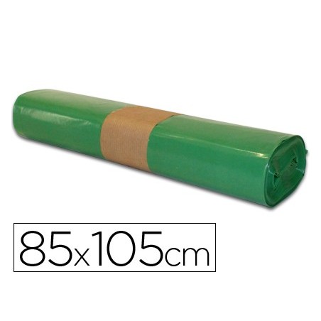Bolsa basura industrial verde 85x105cm galga 110 rollo de 10 unidades