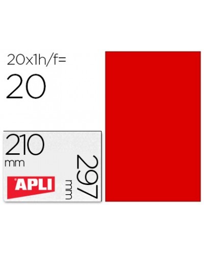 Etiqueta adhesiva apli 02880 tamano 210x297 mm para fotocopiadora laser ink jet caja con 20 hojas din a4 rojo