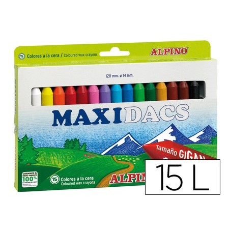 Lapices de cera alpino maxidacs caja de 15 colores surtidos