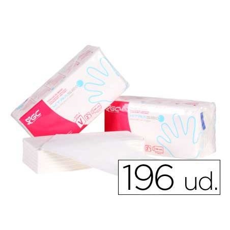 Toalla de papel mano engarzada ecologica 20x23 cm 2 capas paquete con 196 unidades