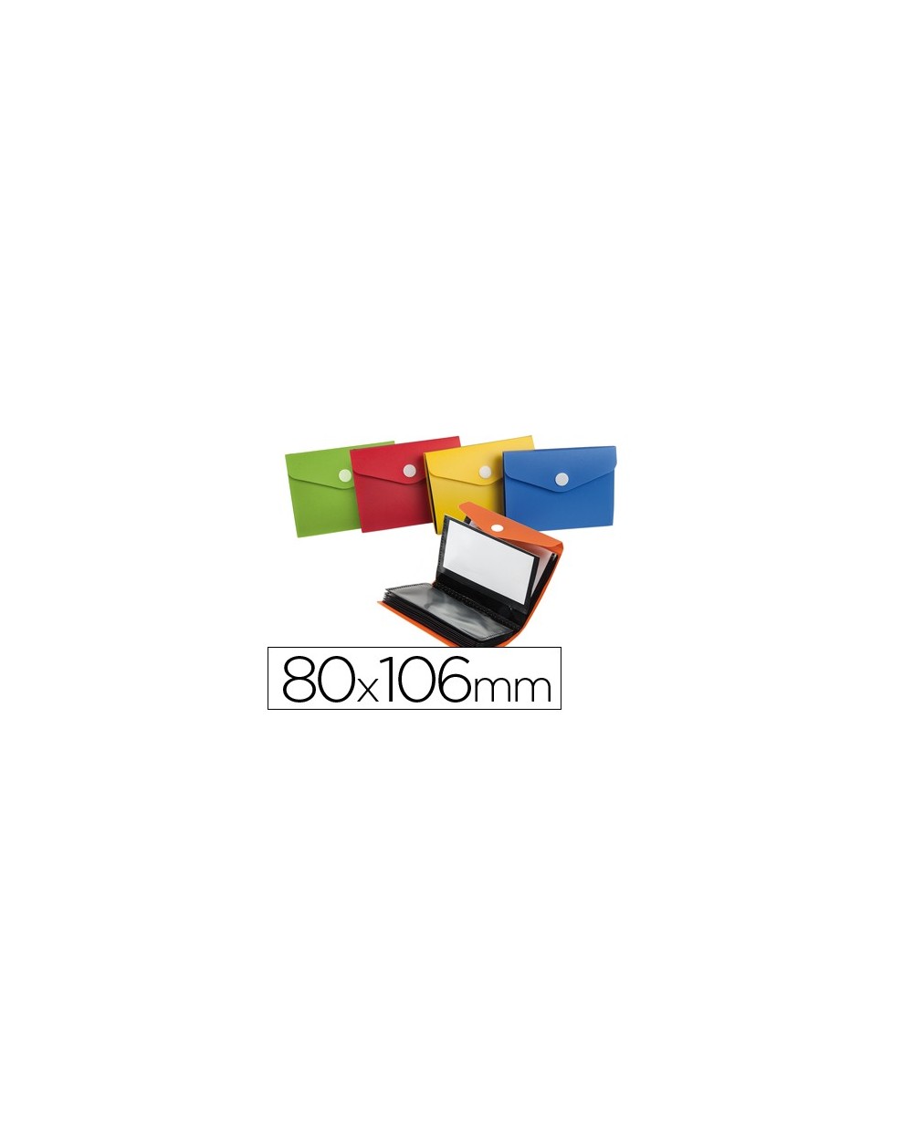 Carpeta liderpapel clasificador de tarjetas plastico para 40 tarjetas 80x106 mm 5 colores surtidos
