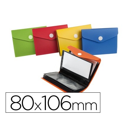 Carpeta liderpapel clasificador de tarjetas plastico para 40 tarjetas 80x106 mm 5 colores surtidos