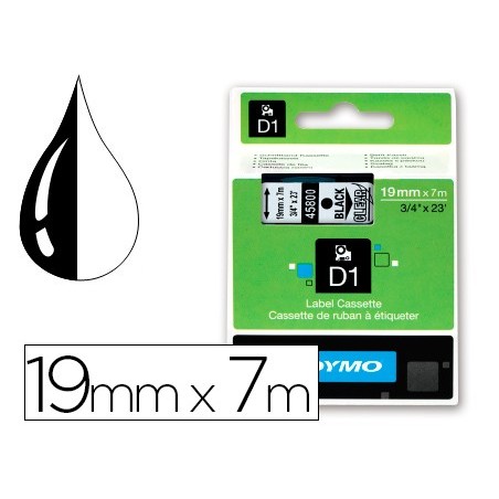 Cinta dymo negro transparente 19mm x 7 mt d1