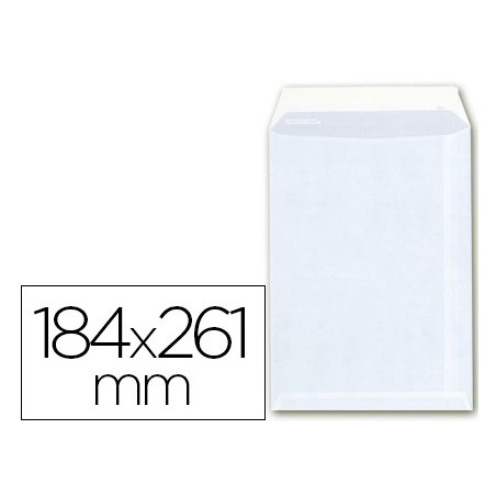 Sobre bolsa a 6 offset blanco 100g 184x261 mm con tira de silicona caja 250
