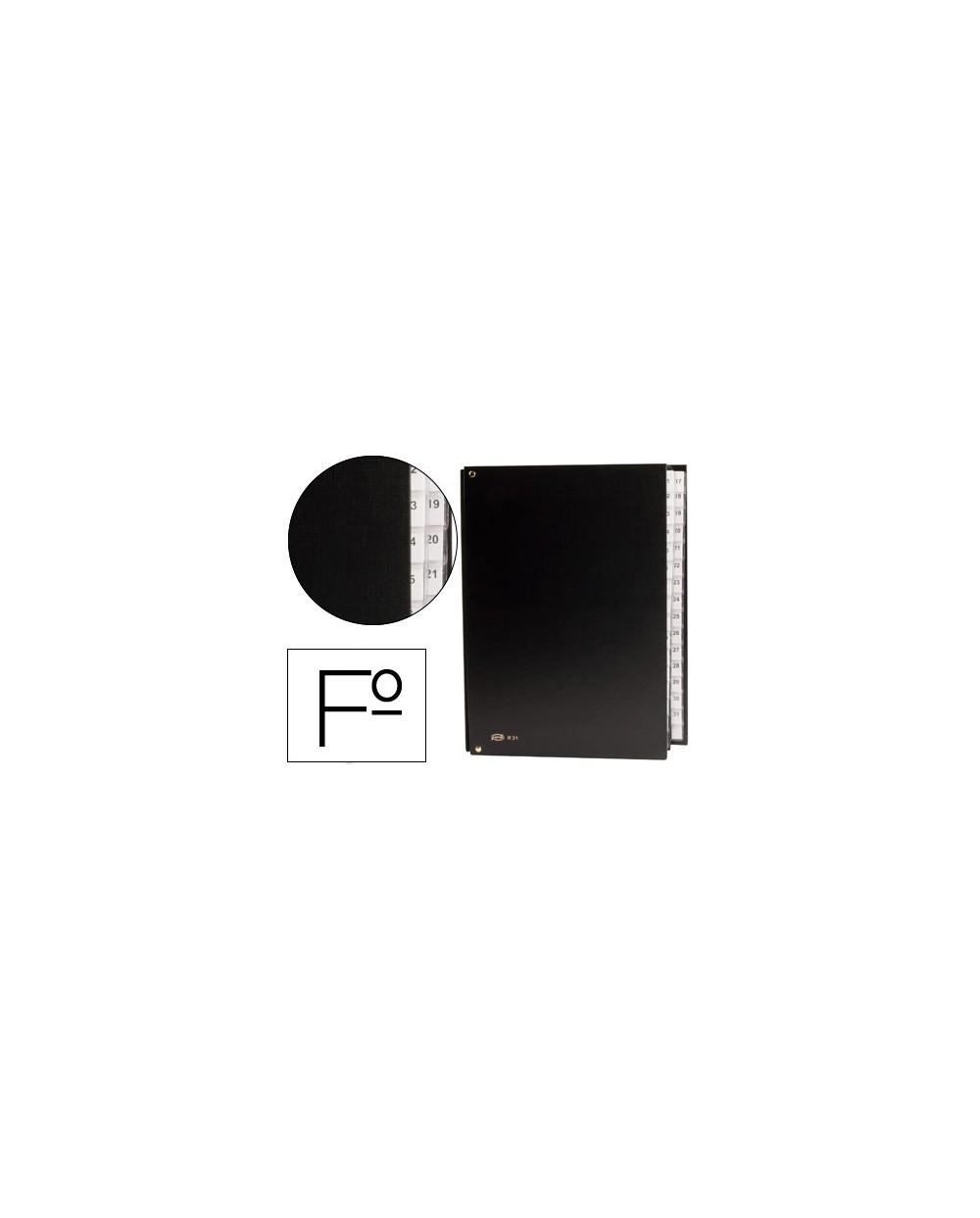 Carpeta clasificador carton compacto pardo folio 31 departamento numericos negro