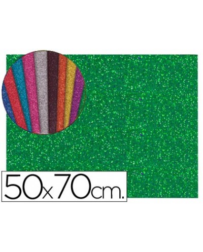 Goma eva con purpurina liderpapel 50x70cm 60g m2 espesor 2mm verde