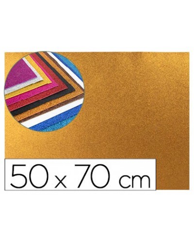 Goma eva con purpurina liderpapel 50x70cm 60g m2 espesor 2mm naranja