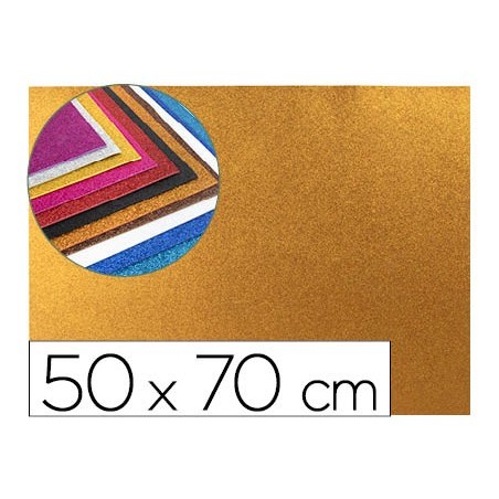 Goma eva con purpurina liderpapel 50x70cm 60g m2 espesor 2mm naranja