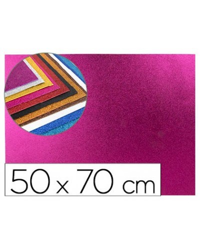 Goma eva con purpurina liderpapel 50x70cm 60g m2 espesor 2mm rosa