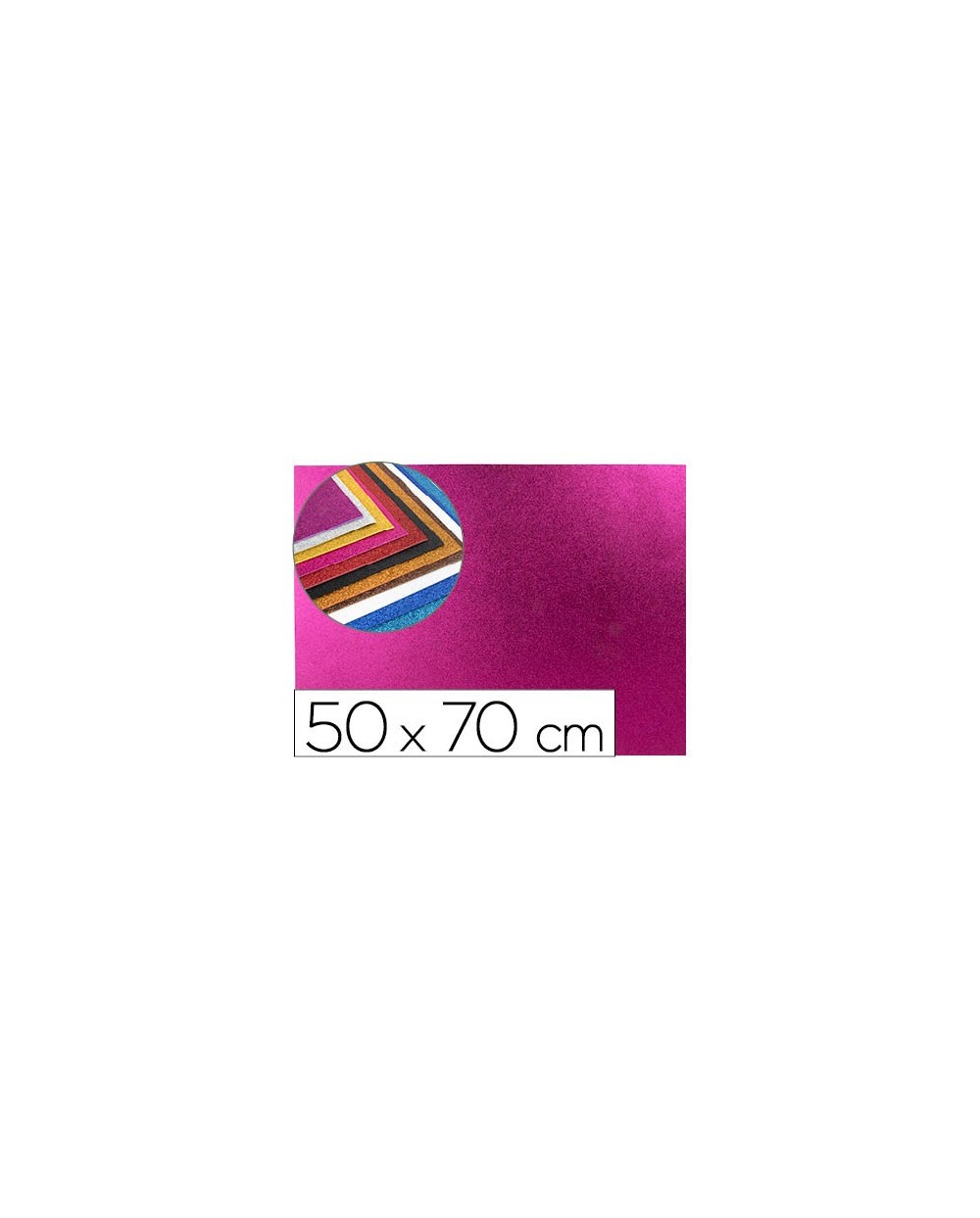Goma eva con purpurina liderpapel 50x70cm 60g m2 espesor 2mm rosa