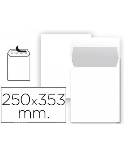 Sobre liderpapel bolsa n 10 blanco folio prolongado 250x353 mm tira de silicona paquete de 25 unidades