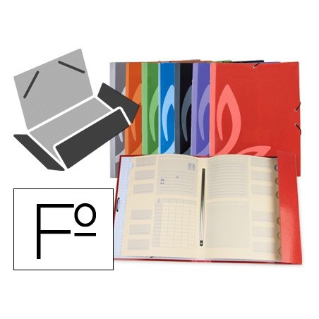 Carpeta liderpapel gomas carton forrado clasificadora folio 7 colores surtidos