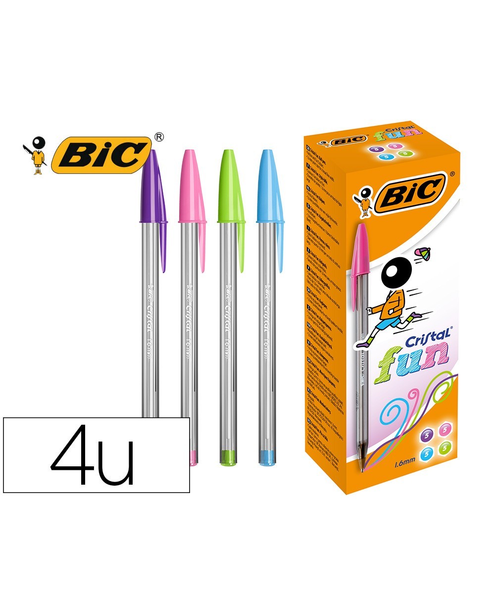 Boligrafo bic cristal large fashion cajas de 20 unidades colores surtidos