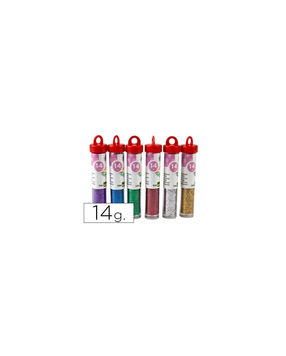 Purpurina liderpapel fantasia colores metalicos surtidos bote de 14 gr