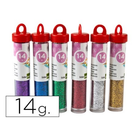 Purpurina liderpapel fantasia colores metalicos surtidos bote de 14 gr