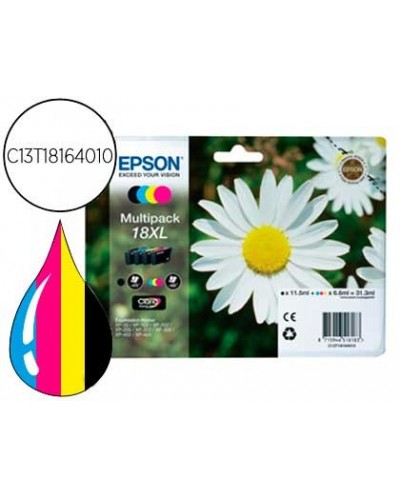 Ink jet epson multipack t18xl negro amarillo cian y magenta xp 102 xp 205 xp 305 xp 405 capacidad 470 pag