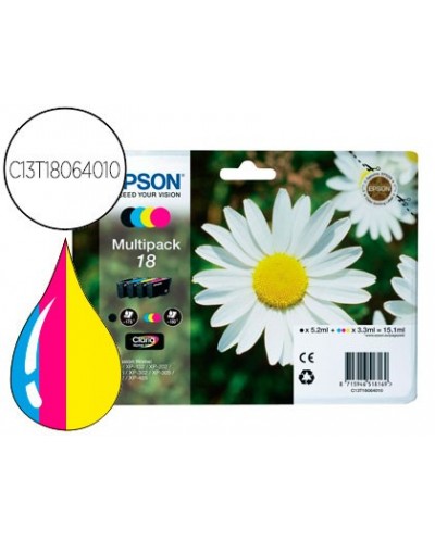 Ink jet epson multipack t18 negro amarillo cyan y magenta xp 102 px 202 px 205xp 305 xp 405