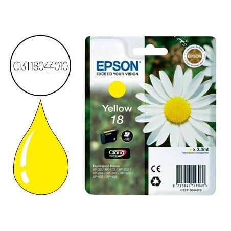 Ink jet epson t18 amarillo expression home xp 102 xp 205 xp 305 xp 405 capaciidad 180 pag