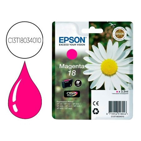 Ink jet epson t18 magenta expression home xp 102 xp 205 xp 305 xp 405 capaciidad 180 pag