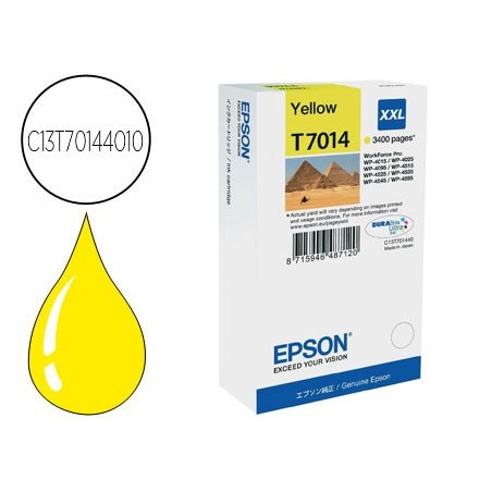 Ink jet epson stylus t7014 amarillo xl wp 4000 4500 capacidad 3400 pag