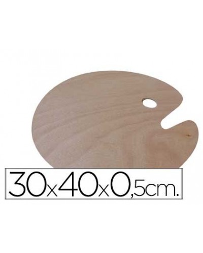 Paleta madera artist ovalada tamano 30x40x005 cm