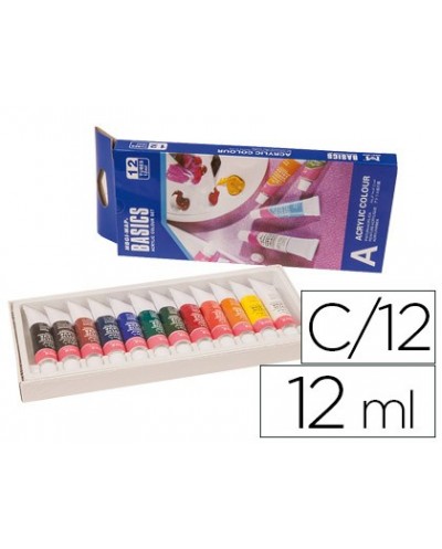 Pintura acrilica artist caja carton de 12 colores surtidos tubo de 12 ml