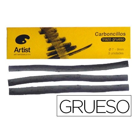 Carboncillo artist gruesos 7 9 mm caja de 3 unidades