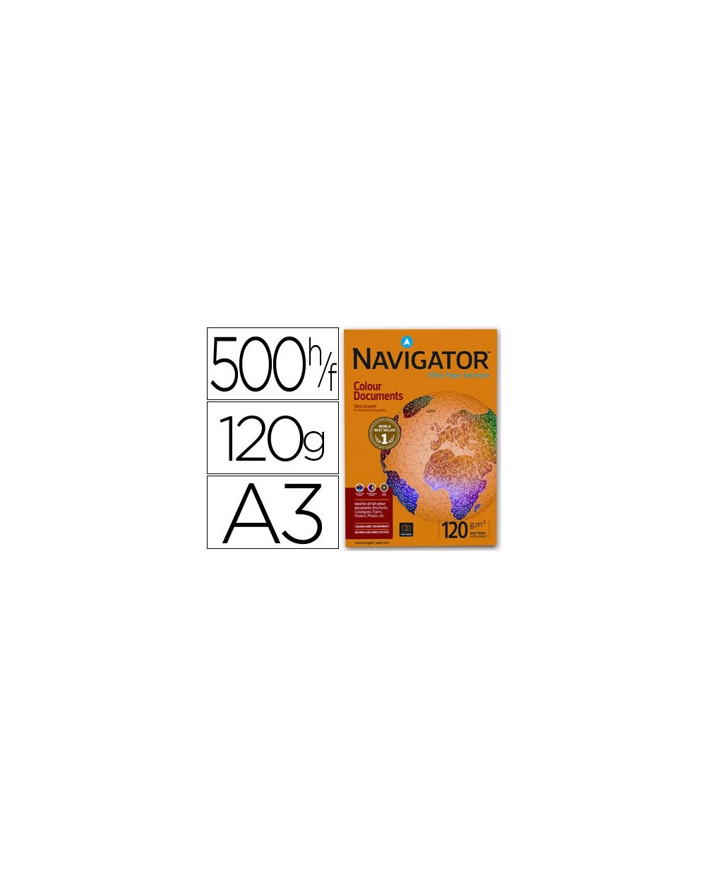 Papel fotocopiadora navigator din a3 120 gramos paquete de 500 hojas