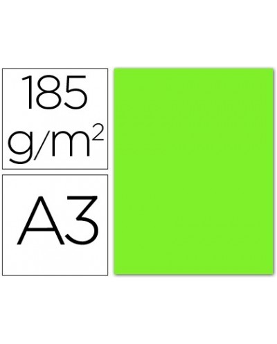 Cartulina guarro din a3 verde fluorescente 250 grs paquete 50 h