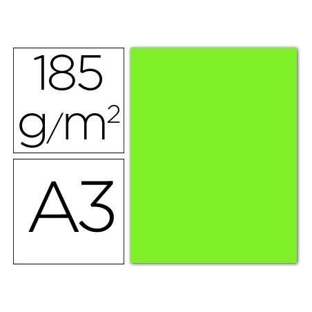 Cartulina guarro din a3 verde fluorescente 250 grs paquete 50 h