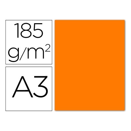 Cartulina guarro din a3 naranja fluorescente 250 grs paquete 50 h