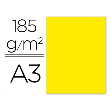 Cartulina guarro din a3 amarillo fluorescente 250 grs paquete 50 h