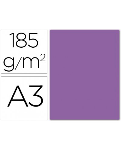 Cartulina guarro din a3 violeta 185 gr paquete 50 h