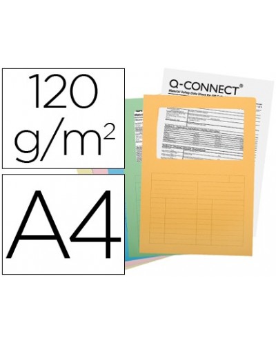 Subcarpeta cartulina q connect din a4 colores surtidos con con ventana transparente 120 gr paquete de 25 unidades
