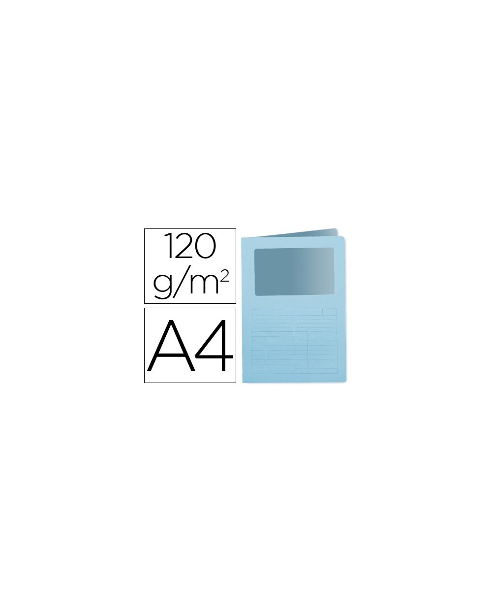 Subcarpeta cartulina q connect din a4 azul con ventana transparente 120 gr