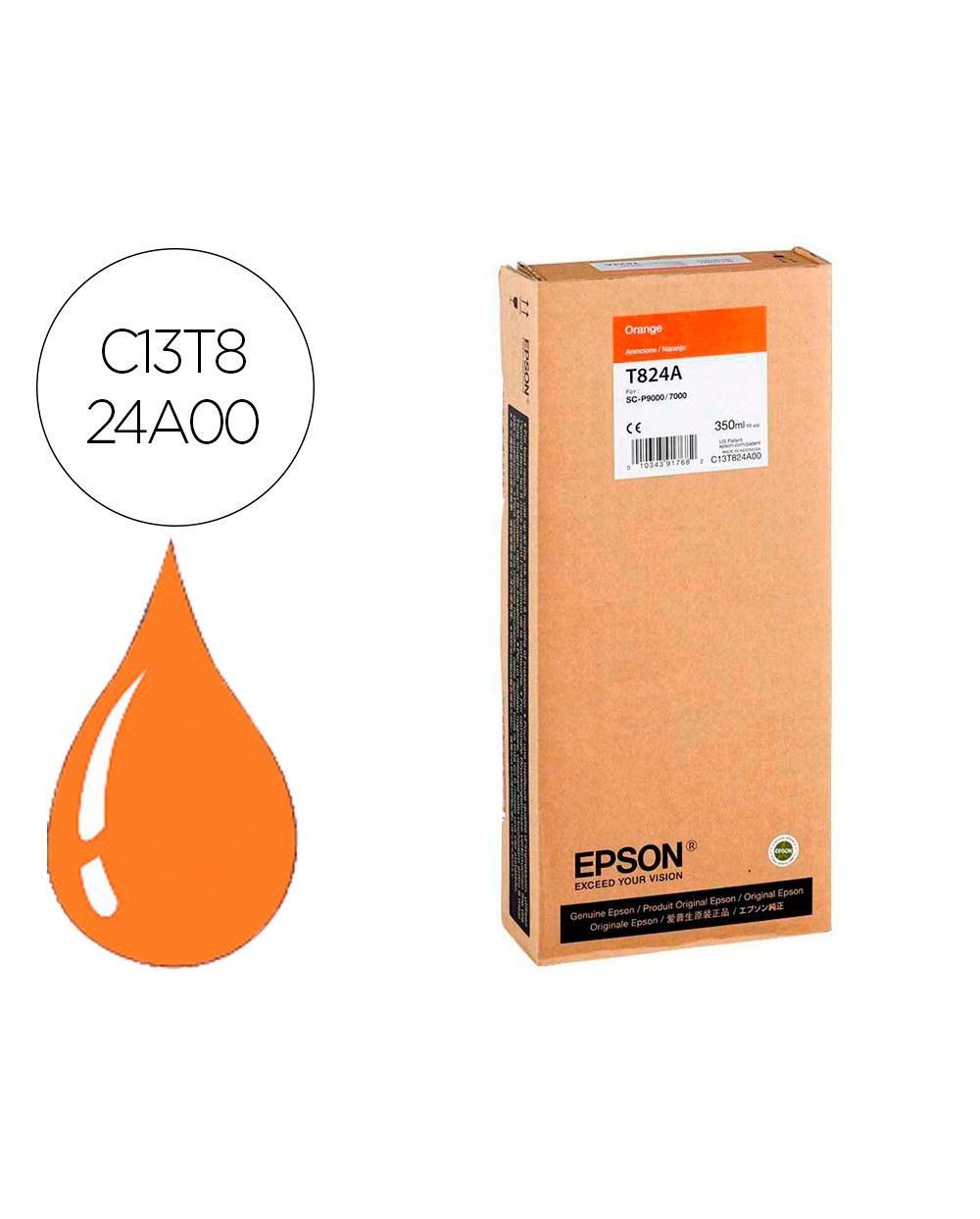 Ink jet epson gf surecolor serie sc p naranja ultrachrome hdx hd 350ml