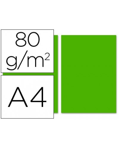Papel color liderpapel a4 80g m2 verde intenso paquete de 100
