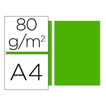 Papel color liderpapel a4 80g m2 verde intenso paquete de 100