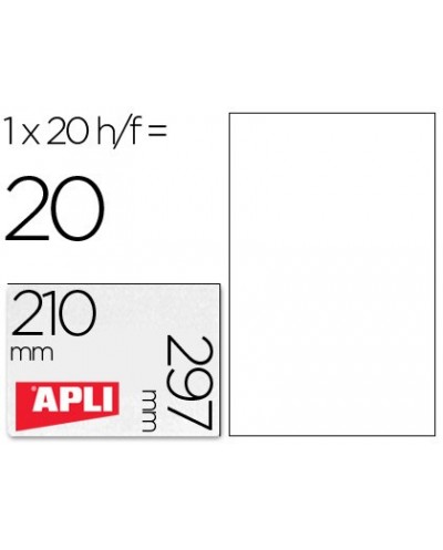 Etiqueta adhesiva apli translucidas 1225 tamano 210x297 mm fotocopiadora laser caja con 20 etiquetas