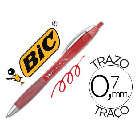 Boligrafo bic atlantis rojo retractil tinta gel punta 1 mm