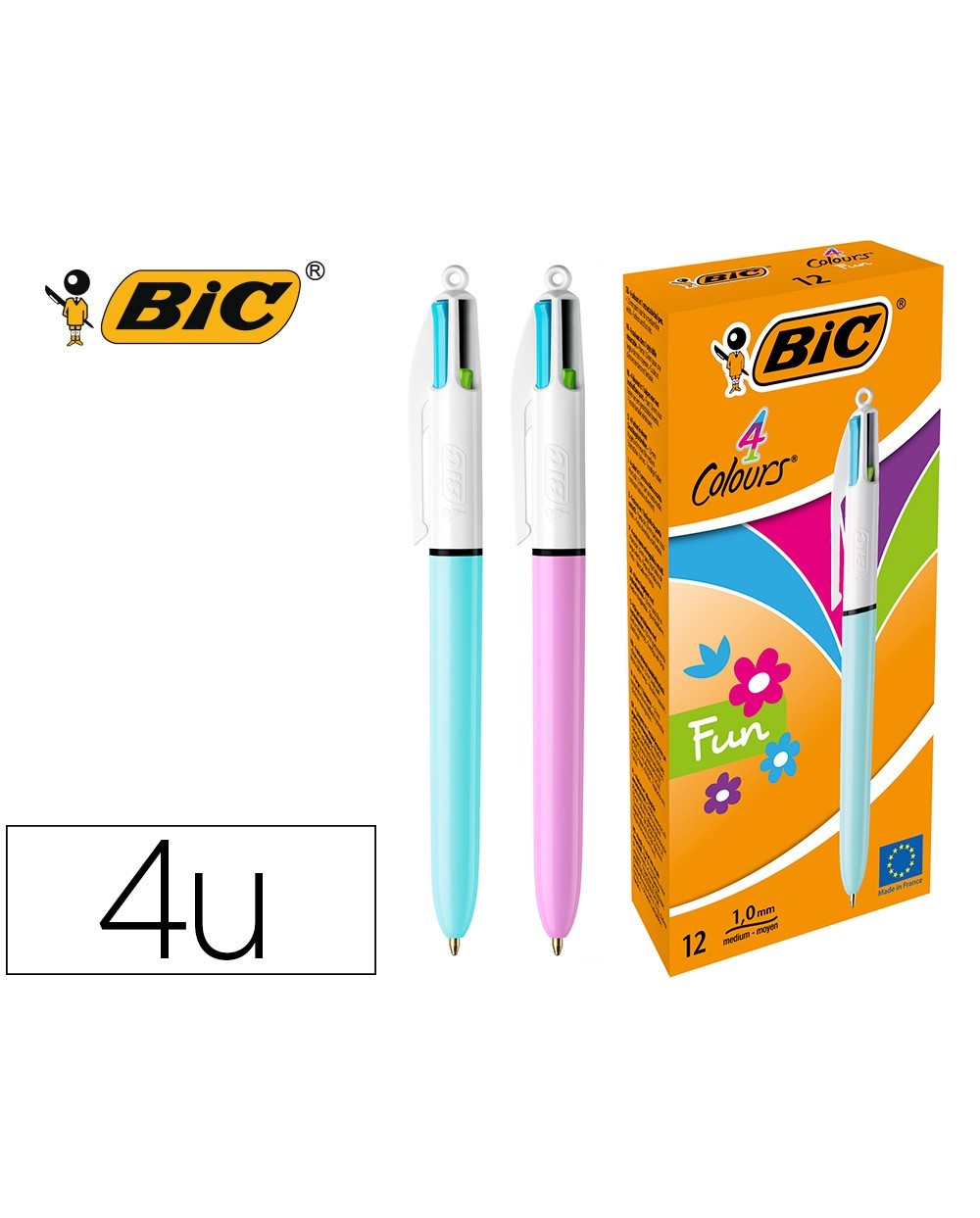 Boligrafo bic cuatro colores pastel edicion limitada