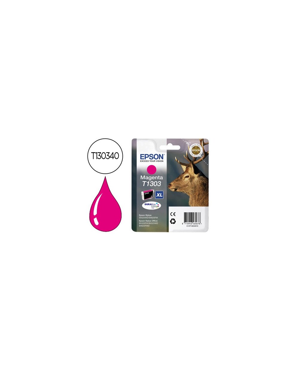 Ink jet epson stylus t1303 magenta office bx320f extra alta capacidad