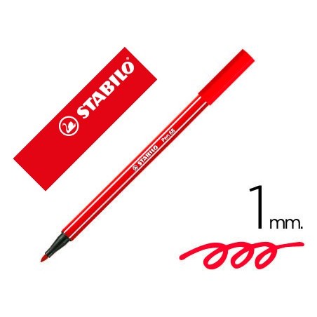 Rotulador stabilo acuarelable pen 68 rojo carmin 1 mm