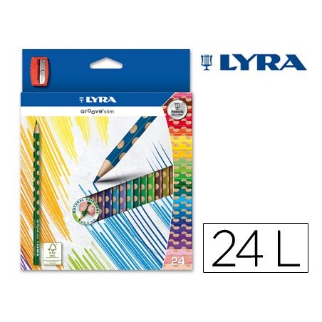 Lapices de colores lyra groove slim triangular minas de 33 mm caja de 24 colores sacapuntas