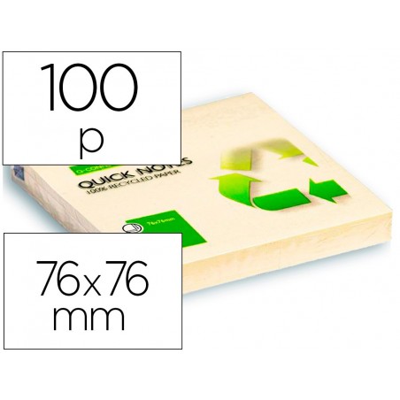 Bloc de notas adhesivas quita y pon q connect 75x75 mm papel reciclado amarillo