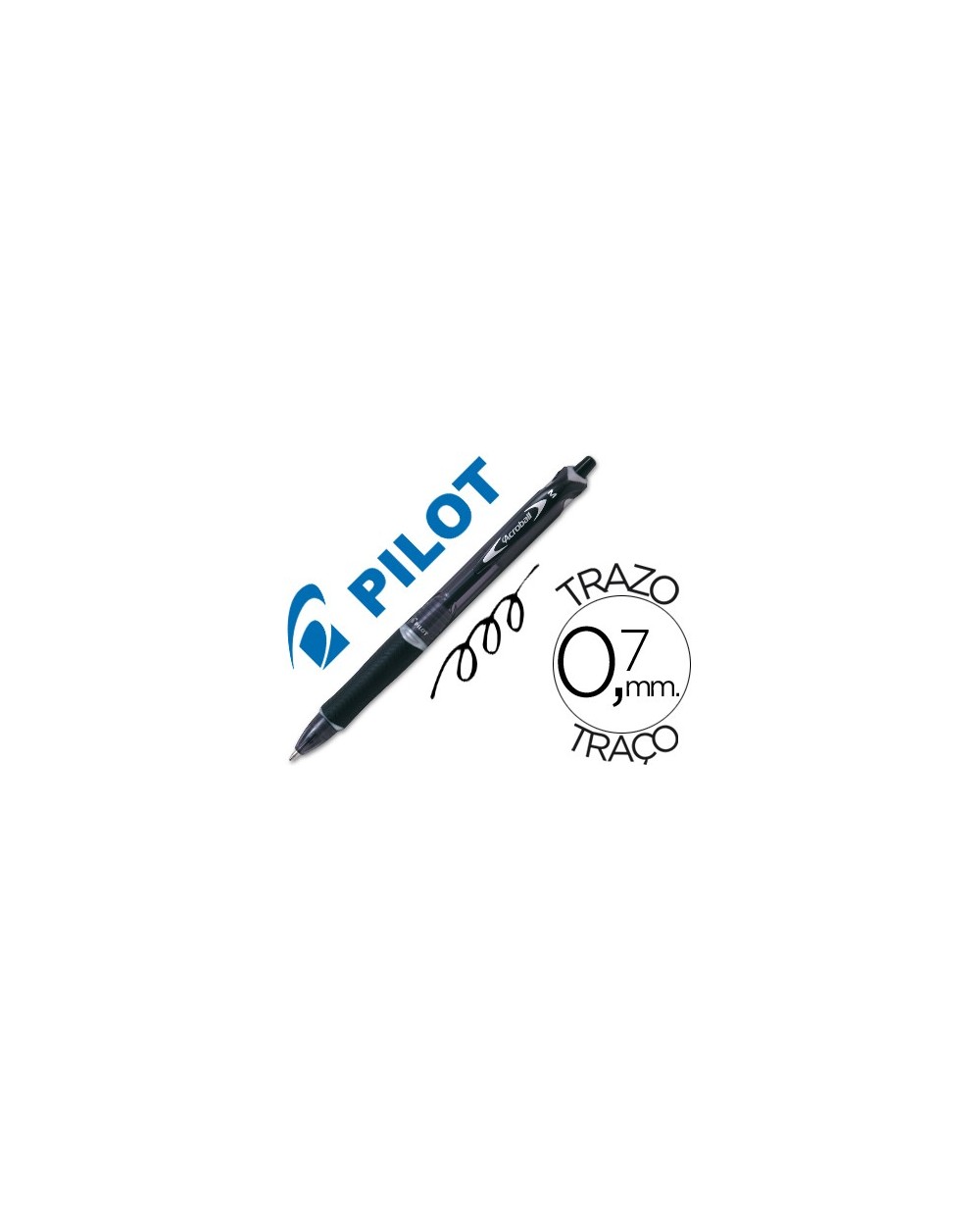 Boligrafo pilot acroball negro tinta aceite punta de bola de 10mm retractil